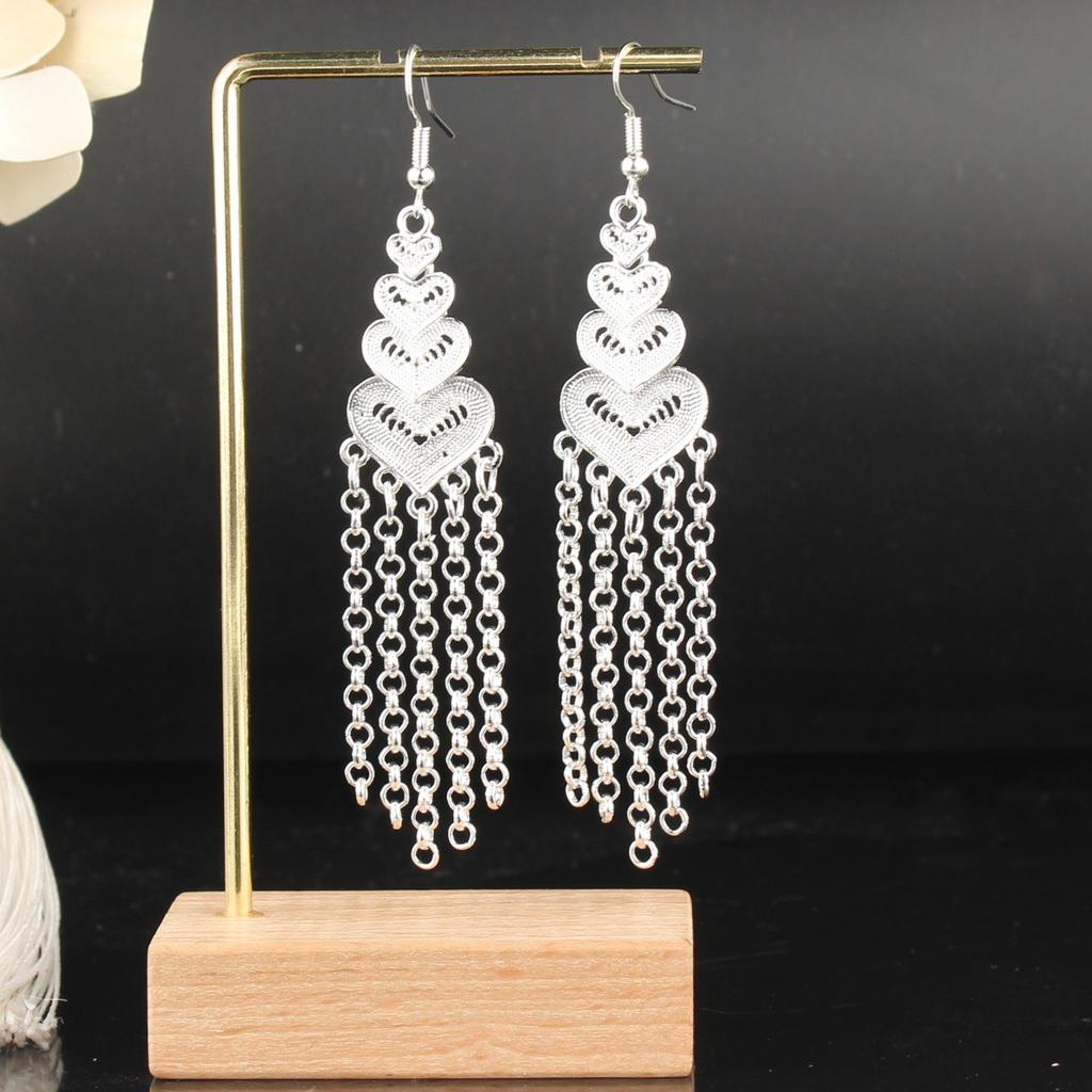 Turquoise Earrings Bohemian Drop Ear Earrings with Tassels, Geometric Alloy, Retro Style, Boastful Ear Accessories