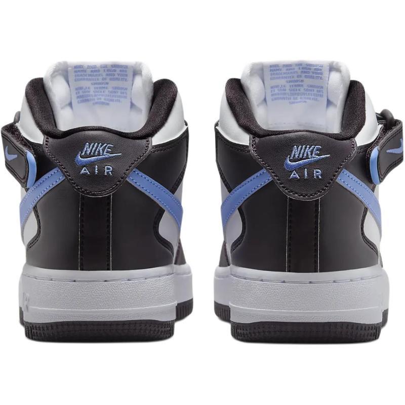 Nike Air Force 1 Slip Resistant Abrasion Resistant Mid top Kids' Skateboarding Shoes Black White Blue Unisex Sneakers FN1193-600