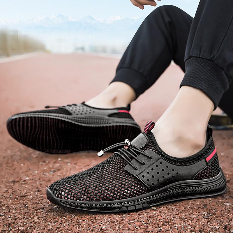 Fashion Lightweight Male Summer Footwear Breathable Mens Casual Shoes Hollow Out Men Flats Cool Moccasins Handmade Lace-Up Driving Shoes