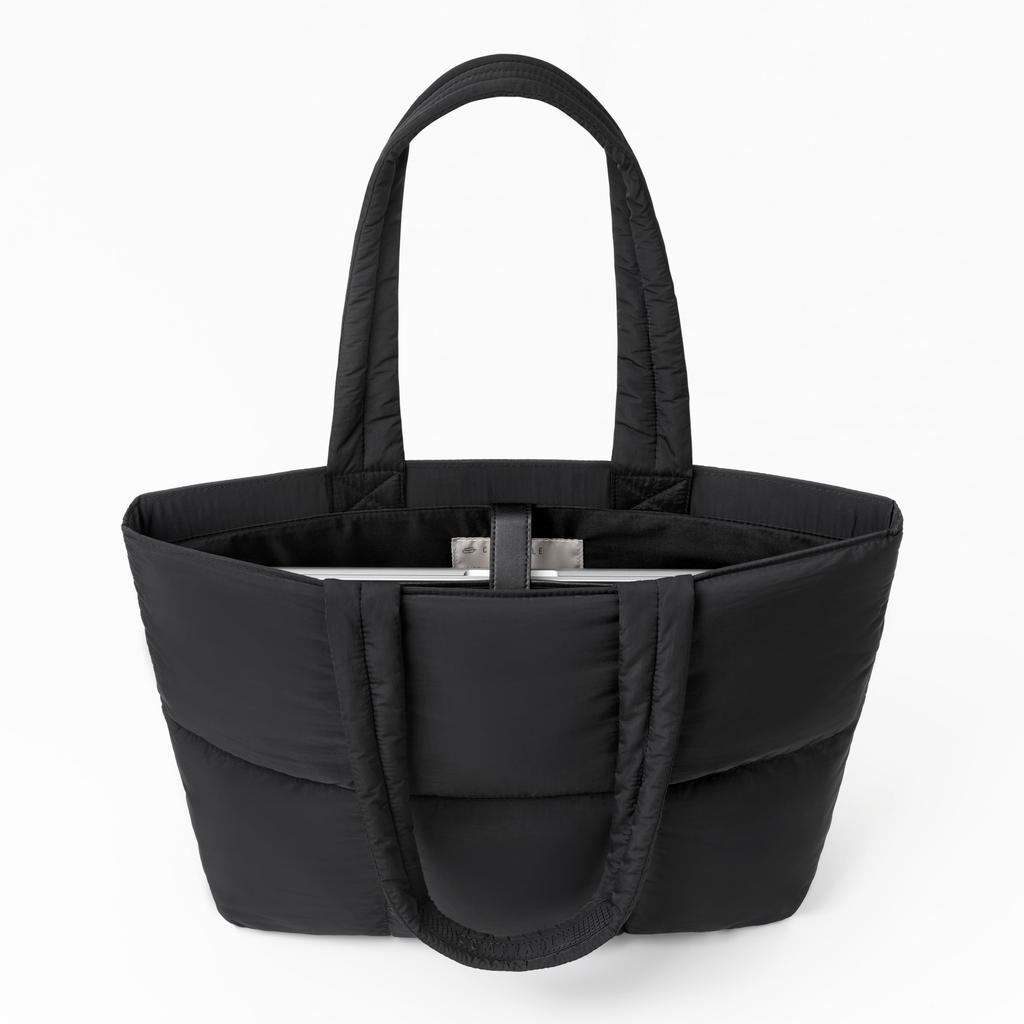 Comfyable Work Tote Bag for Women, Puffer Nylon Purse with Laptop Compartment, Large Shoulder Bag for Travel, School, 15 16 Inch