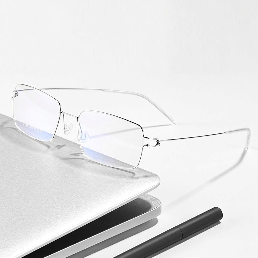 Ultra Light Pure Titanium Rectangle Reading Glasses Screwless Anti Blue Light Glasses for Men Women Business Daily Use Eyewear