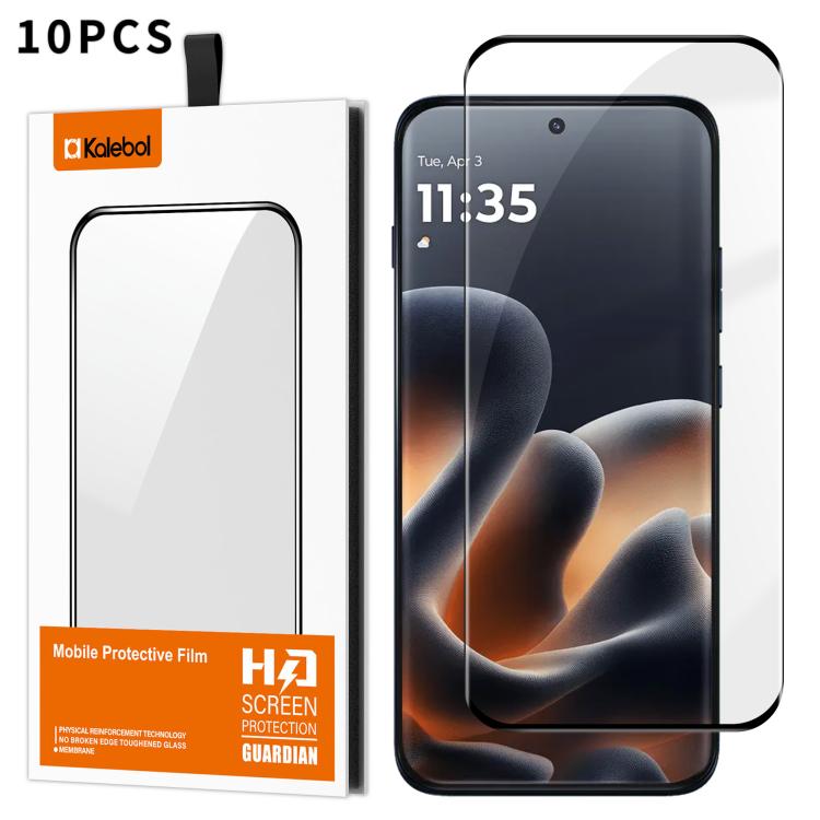 10pcs Kalebol Black Border Curved 9H+ Tempered Glass Screen Protector For Motorola Edge 70 Pro 5G