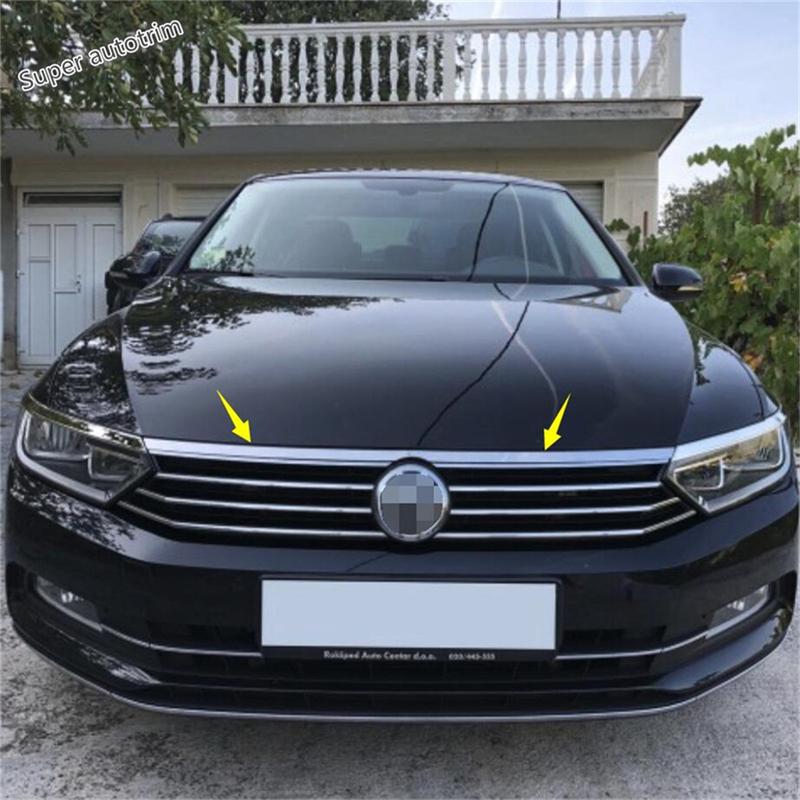 Front Hoods Bonnet Garnish Strip Head Lights Lamp Eyelids Eyelash Cover Trim For Volkswagen Passat B8 2016 - 2018 Exterior Parts