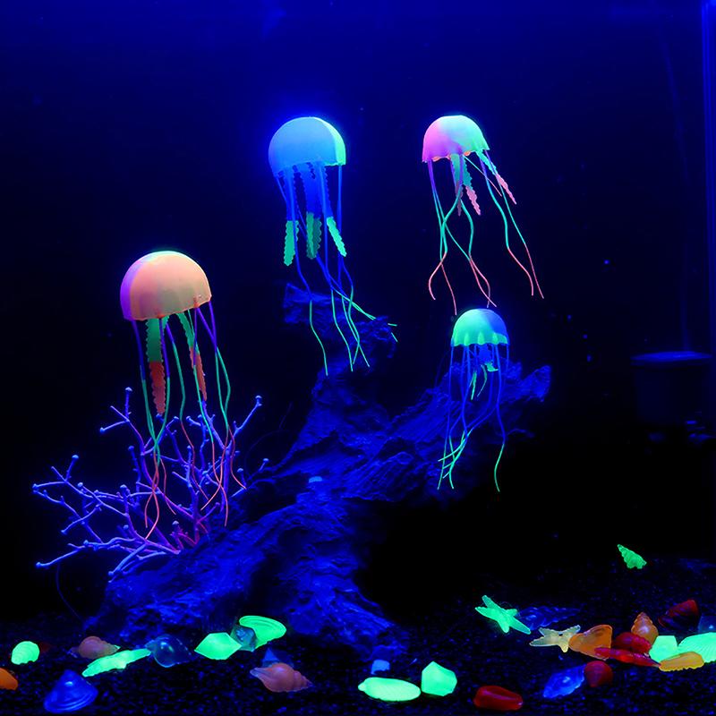 1Pc Diy Zubehör Glowing Silikon Gefälschte Quallen Künstliche Ornamente Für Aquarium Fisch Tanks Landschaftsbau Dekoration