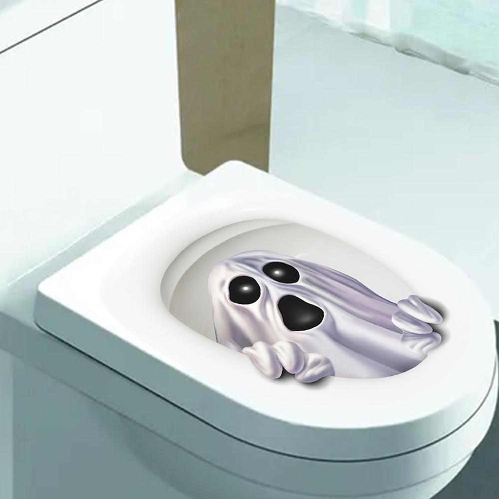 1 Stück Halloween Geist Bohrt Aus Toilette Aufkleber Bemalte Toiletten Dekoration Wasserdichte Toilettendeckel Aufkleber