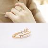 Stylish Korean Fashion Lightweight Adjustable Pearl And Zirconium Ring For Women