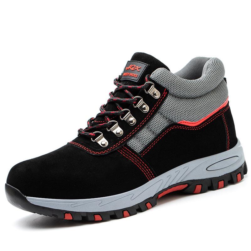 

Дышащие защитные ботинки из коровьей кожи с высоким берцем: Ударопрочные, Устойчивые к проколам, Нескользящие, Износостойкие, Летняя защита труда с бархатной подкладкой.