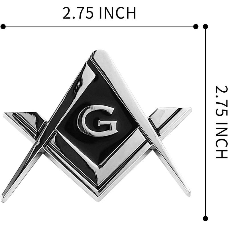 2.75" Chrome Plated Masonic Car Emblem Mason Square and Compasses Auto Truck Motorcycle Decal Gift Accessories