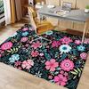 Floor Mat Crystal Velvet Beautiful Flowers Printed Carpet - Non-slip Floor Mat for Living Room, Bedroom, and Office Chairs