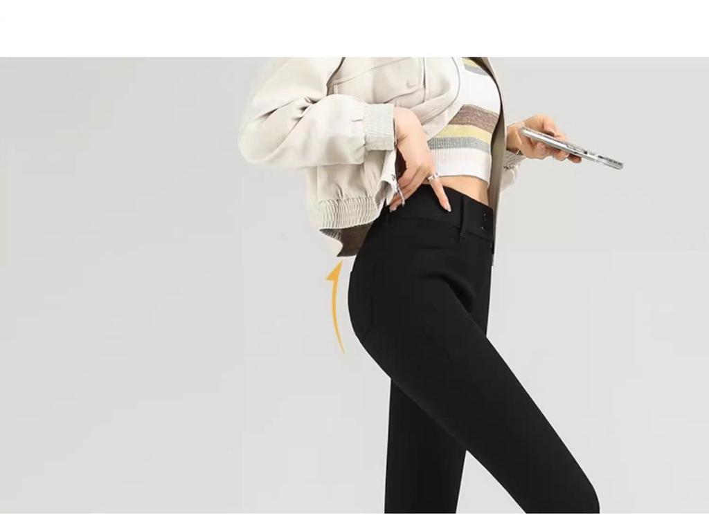 Women's 2025 High-Waisted Black Leggings - Elastic, Tight, Pencil Style for Spring