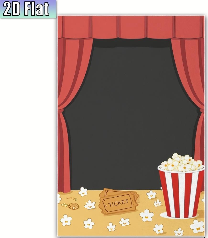 

Movie Theater Popcorn Ticket Print Bath Towel Retro Cinema Pattern Soft Microfiber Towel for Bathroom Beach Travel Film Lover W30*H60(CM)