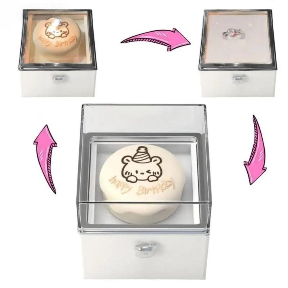 Automatic Flip Bear Flip Ring Boxs Spinning Design Light Candles Mini Cake Surprise Rotating Box Surprise Mechanism