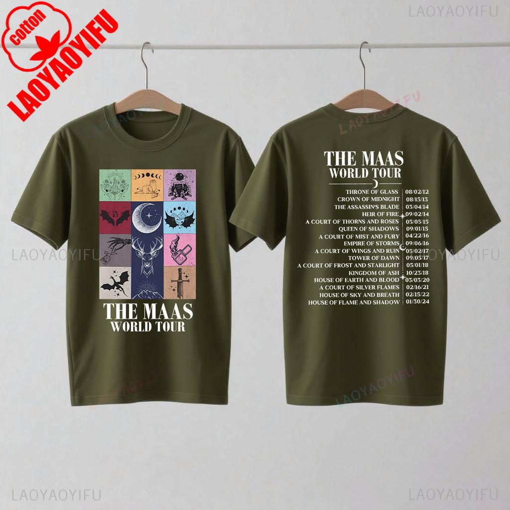 Sarah J Maas SJM Merch Světové turné Tričko Throne of Glass Oblečení pro fanoušky Crescent City Letní móda Ležérní pohodlná bavlněná trička