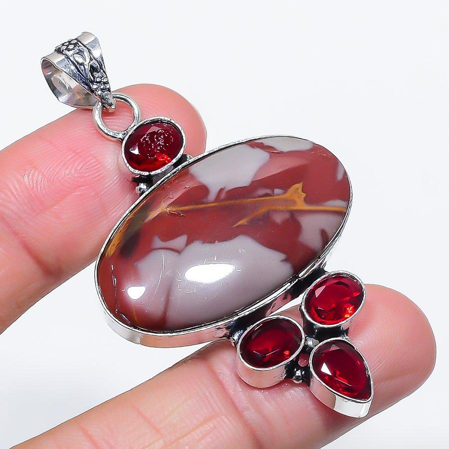 

Натуральная Норина Яшма, Гранат 925 Стерлинговое Серебро Ювелирный Кулон 2,44 D3o96
