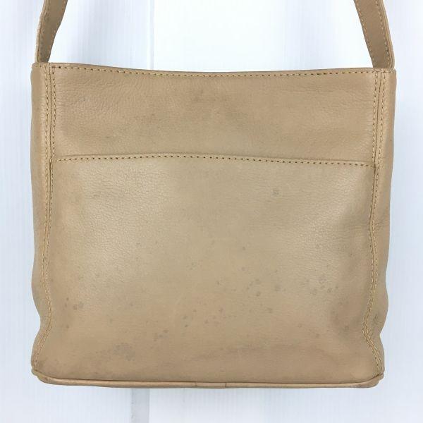 COACH Leather Shoulder Bag Beige 3 Large Pockets 3 Compartments(USED)