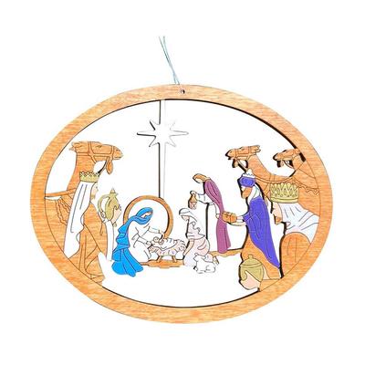 Ciondolo Presepe Vuoto Colorato Albero di Natale Ornamento da Appendere in Legno Decorazione Natalizia