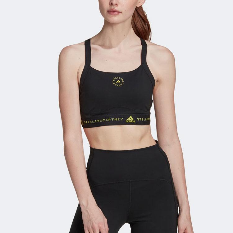 Adidas Letter Embroidery Trim Logo Print Sports Bra Women Underwear Black HG6868