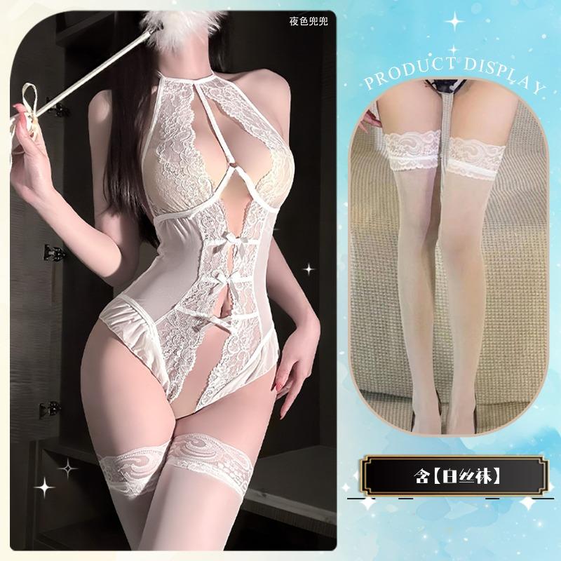 Sex underwear Sexy lace Hollow crotch free onesie Perspective strap Sex women's hip wrap