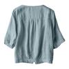 Leichte Retro-Bluse für Damen mit V-Ausschnitt, locker, aus Leinen-Baumwolle, mit Knöpfen