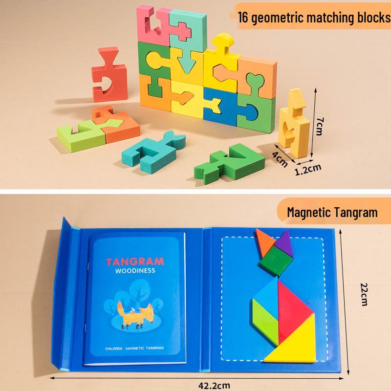 Montessori Geometric Shape Matching Blocks: Develop Hand-Eye Coordination & Logical Thinking in Kids