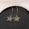 INS Girly Heart & Star Geometric Long Earrings - Simple, Versatile Ear Hooks