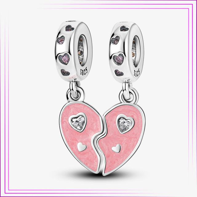 925 Sterling Sølv Hjerte Blomst Luftballong Flamingo Rosa Sjarm Plata De Ley Bil Katt Perle DIY For Originalt Armbånd Smykker