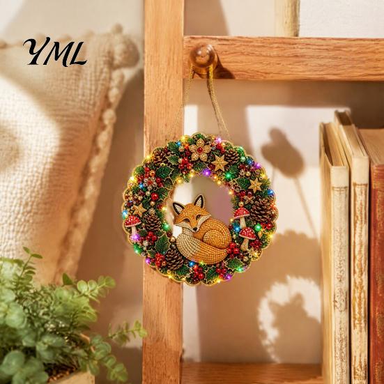 Holiday Gift for Friends 2Pcs Pearl Diamond Christmas Ornament Set, 2D Acrylic Glitter Hanging Tree Pendants Decor with Ribbon, Festive Pendant Party