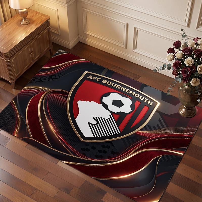 Tappeto in Velluto di Cristallo con Stampa del Bournemouth Football Club, Comodo Assorbente d'Acqua Antiscivolo Tappeto per Pavimenti Interni