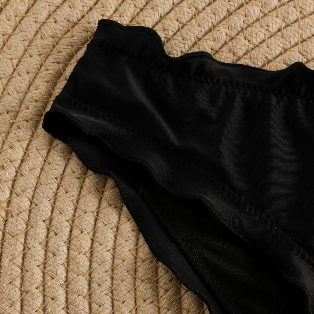 1 Piece Solid Women Bikini Bottoms Vintage Mid Waist Butts Briefs Swimsuits Panty