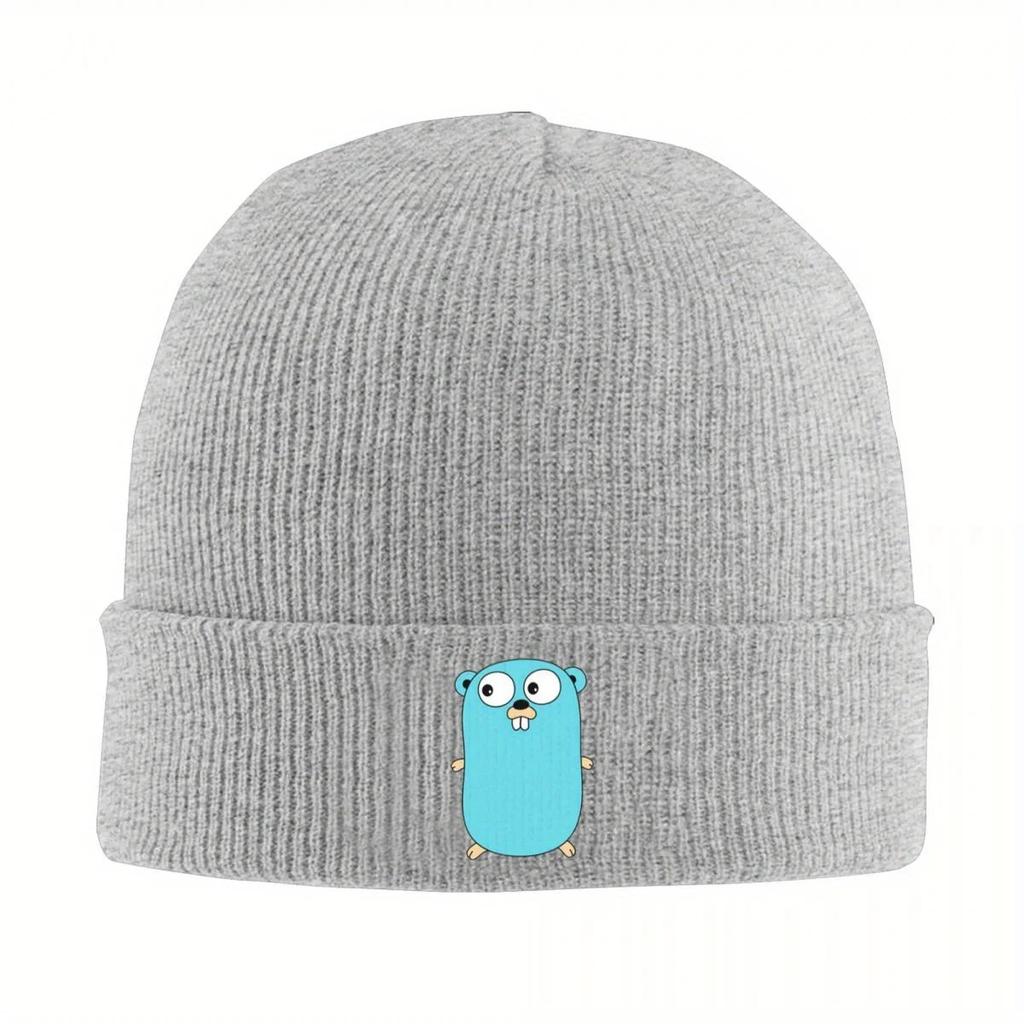 New Go Golang Gopher Warm Knitted Cap Fashion Bonnet Hat Autumn Winter Outdoor Beanies Hats For Unisex Women Adult