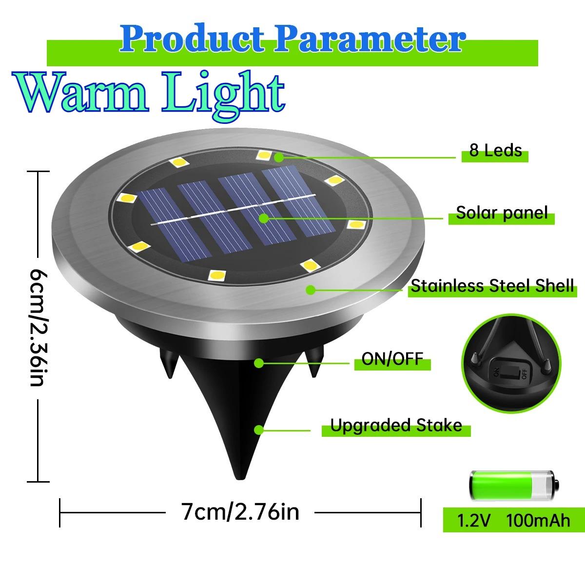 Садовые фонари Уличные Яркие Встраиваемые Фонари Ландшафтное Освещение для Патио Дорожки Газона Солнечные Встраиваемые Фонари Светодиодные Водонепроницаемые Солнечные