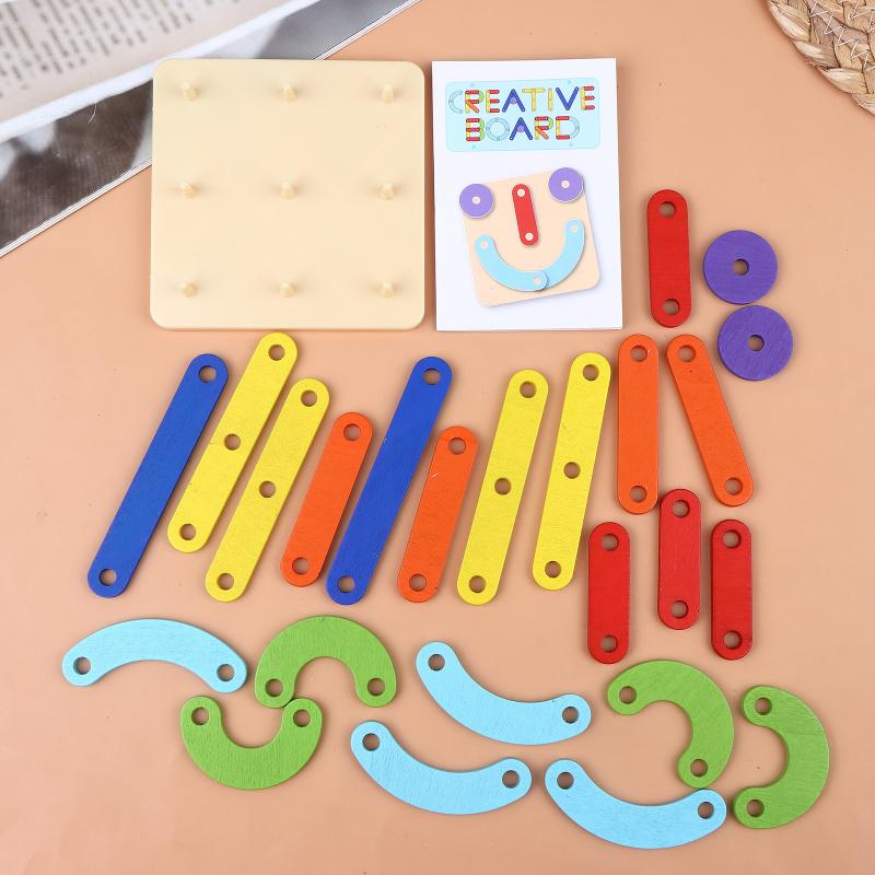 Kids Geoboard Toy, Nail Board, Geometric Column Set, Geometric Construction Puzzle, Pegboard, Montessori Sensory