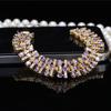 WWJ Nydelig gylden farge Svart Cubic Zirconia brede tennisarmbånd