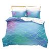 Laser Gradual Change Fish Scale 3D Digital Printing Three-Piece Set, Quilt Cover Pillowcase Home Textile Bed Sheet Kit