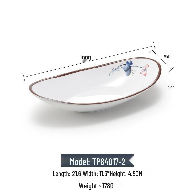 Melamine Rectangular Imitation Porcelain Plate for Sushi, BBQ, Cold Dishes - Commercial Use.