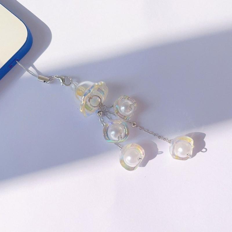 Stilvolles Handytaschen-Lanyard-Schlüsselanhänger für Damen und Mädchen mit Perlendesign Portemonnaie-Accessoire Tasche Hängender Schmuck