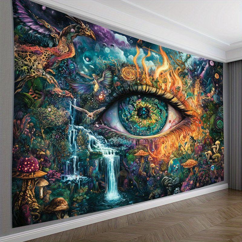 Psychedelic Giant Eye Waterfall Poisonous Mushroom Phoenix Fantasy Forest Tapestry Background Room Decoration