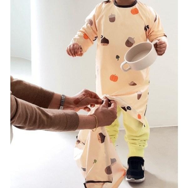 BAYB Infant Self-Directed Baby Food Waterproof Long Zipper Bib Long Sleeve, Yellow Acorn, 1 Piece, 1 Piece