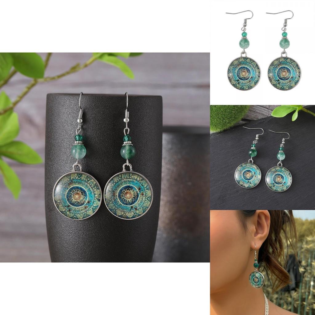 Stunning Long Drop Earrings Featuring Floral Geometry For Artistic Retro Style Women