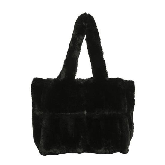 Пушистая сумка через плечо Женская плюшевая сумка Пушистая сумка-тоут Большой вместимости Меховой кошелек для повседневных дел, свиданий, путешествий, поездок на работу чёрный