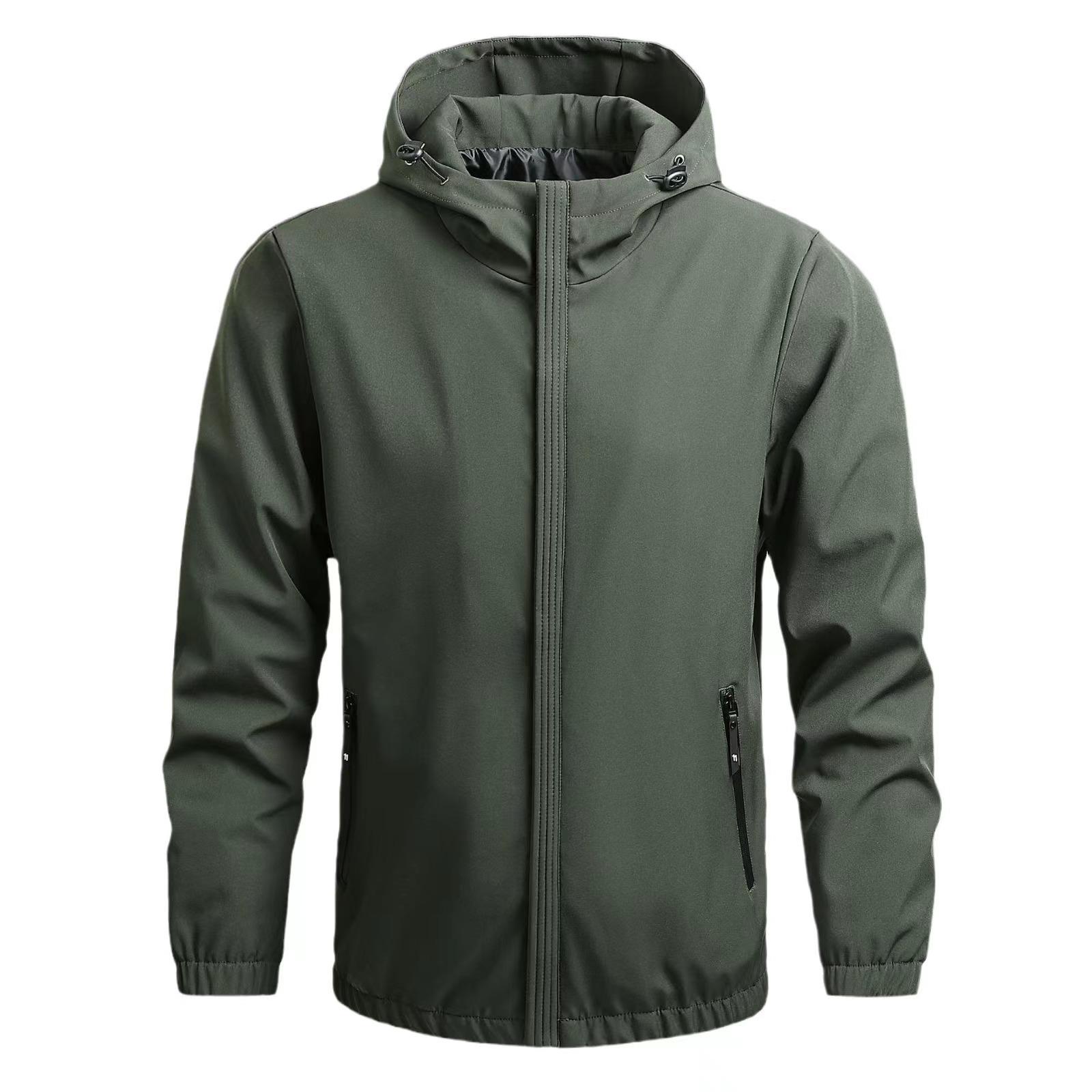 

Men s Spring Autumn Casual Jacket Hooded Baseball Coat Fashion Loose Windproof Outdoor Outerwear Comfortable Long Sleeve Tops for Daily Wear 5XL зелёный
