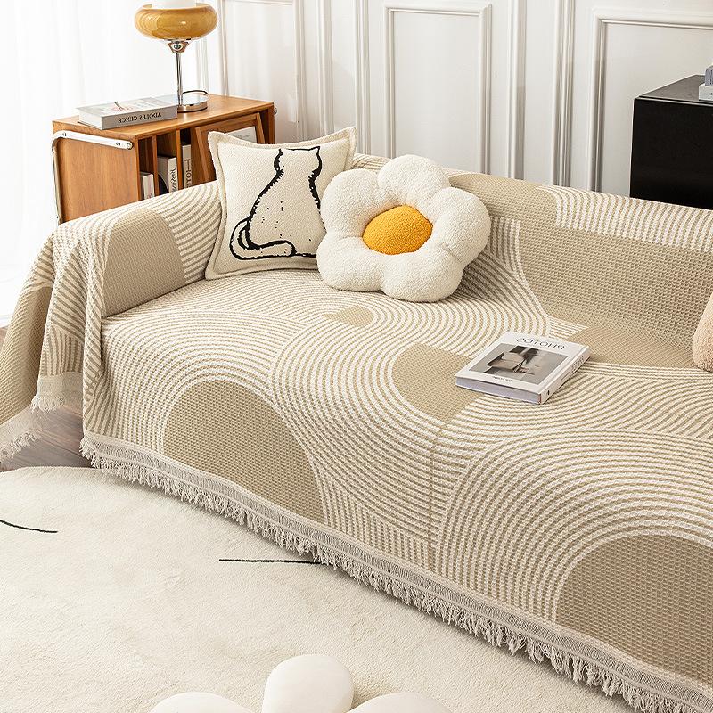 Cotton Thread Sofa Cover Cloth Towel for All Seasons, Universal Anti Slip All Inclusive, Universal Sofa Cover, New Anti Cat Scratch Cloth Pad