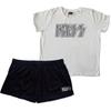 Kiss Conjunto de Pijama Curto de Algodão de Verão com Logo Preenchido para Mulheres/Senhoras