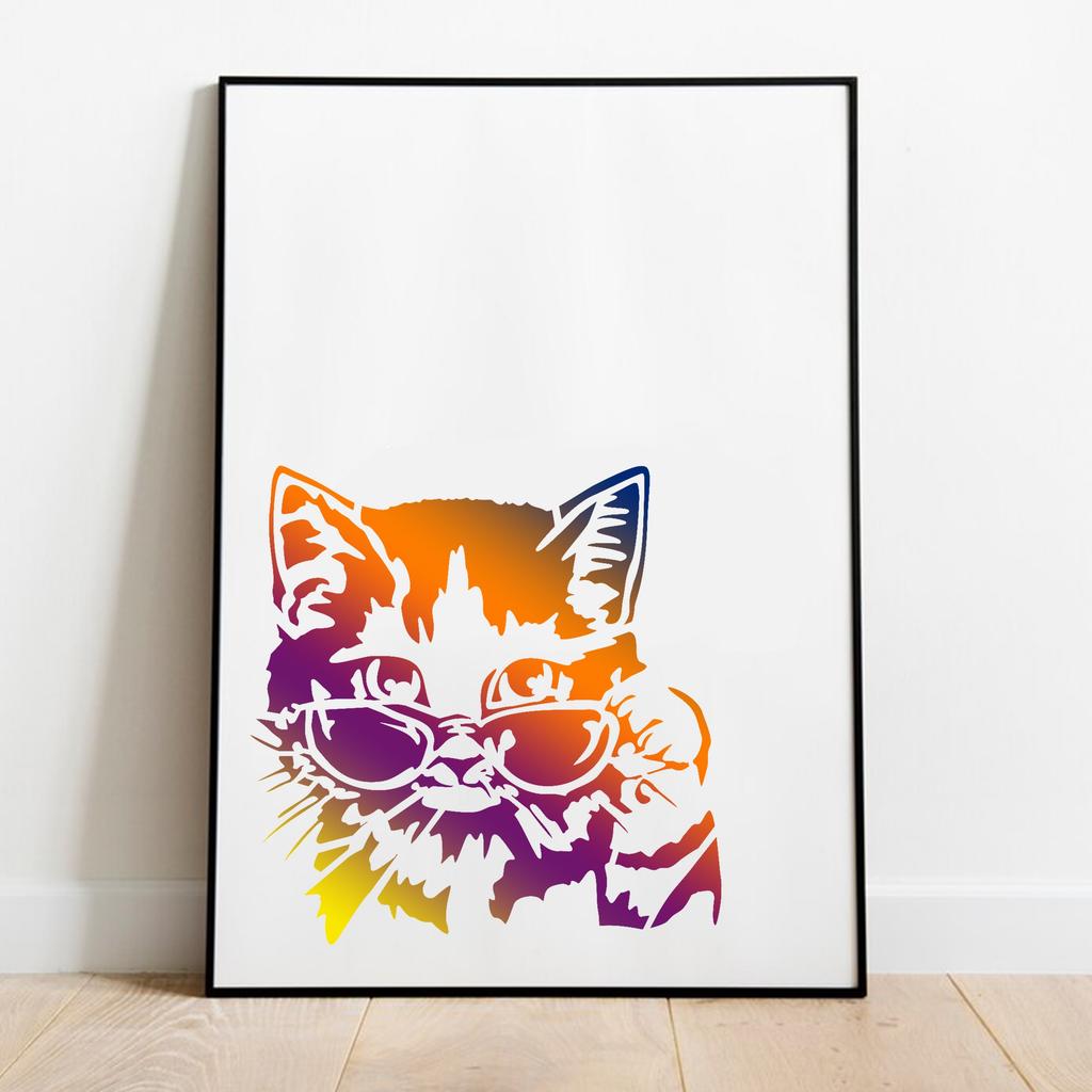 6Pcs/set Cat Theme Drawing Stencils, DIY Crafting Templates, Reusable Plastic Painting Stencils for Wood Signs, Furniture, Wall Canvas, Fabric Decor