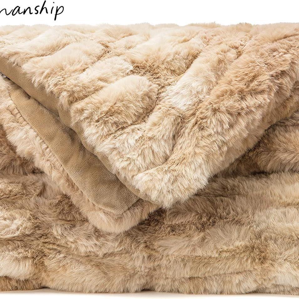 New Style Tie-Dye Spandex Elastic Rabbit Fur Blanket for Autumn and Winter - Thick, Warm, Soft