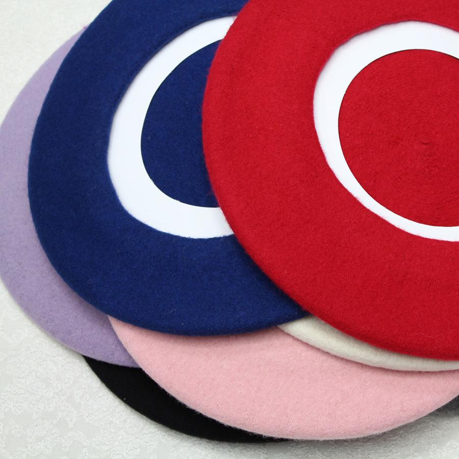 Women Temperament Wool Beret Fashion Elegant Woolen Cap Classic Vintage Solid Color Knit Cap