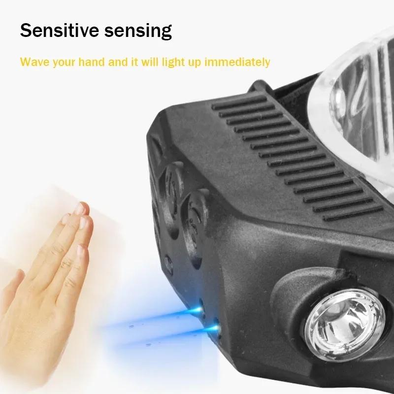 

1PC MultiFunctional Sensing COB Headlights Outdoor Cycling Headlamps Night Running Light Strong Headlight Fishing Working Lights 2400LM
