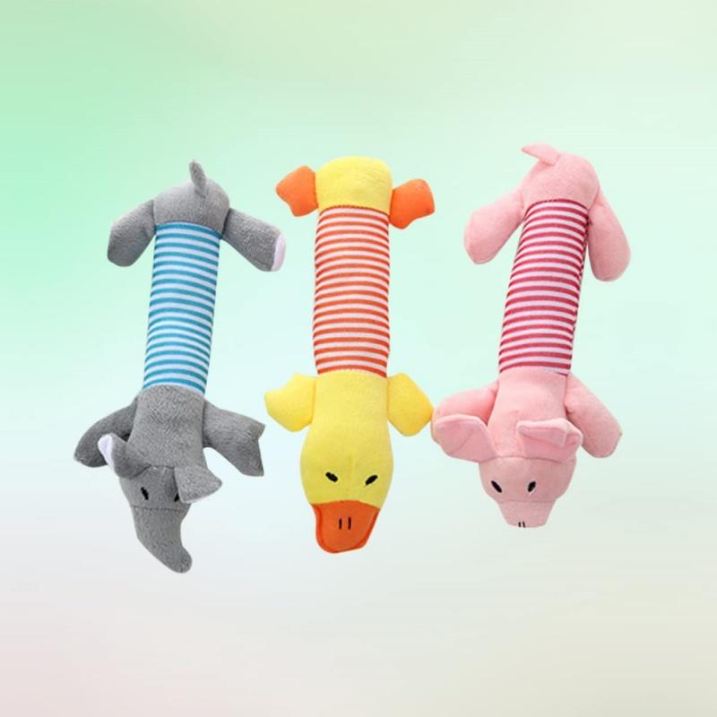 Molar Hundeleke Plysjrekvisita Passer for alle Valp Kjæledyr Squeak Chew Leke Morsom Slitesterk tygge Elefant And Gris Leketøy Kjæledyrsrekvisita Molar