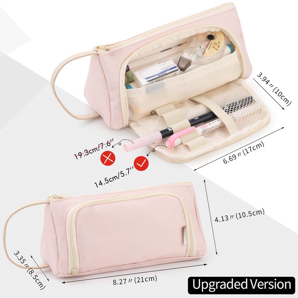 Big Capacity Pencil Case Canvas High Large Storage Pouch Marker Pen Case Simple Stationery Bag School College Office Organizer for Teens Girls Adults