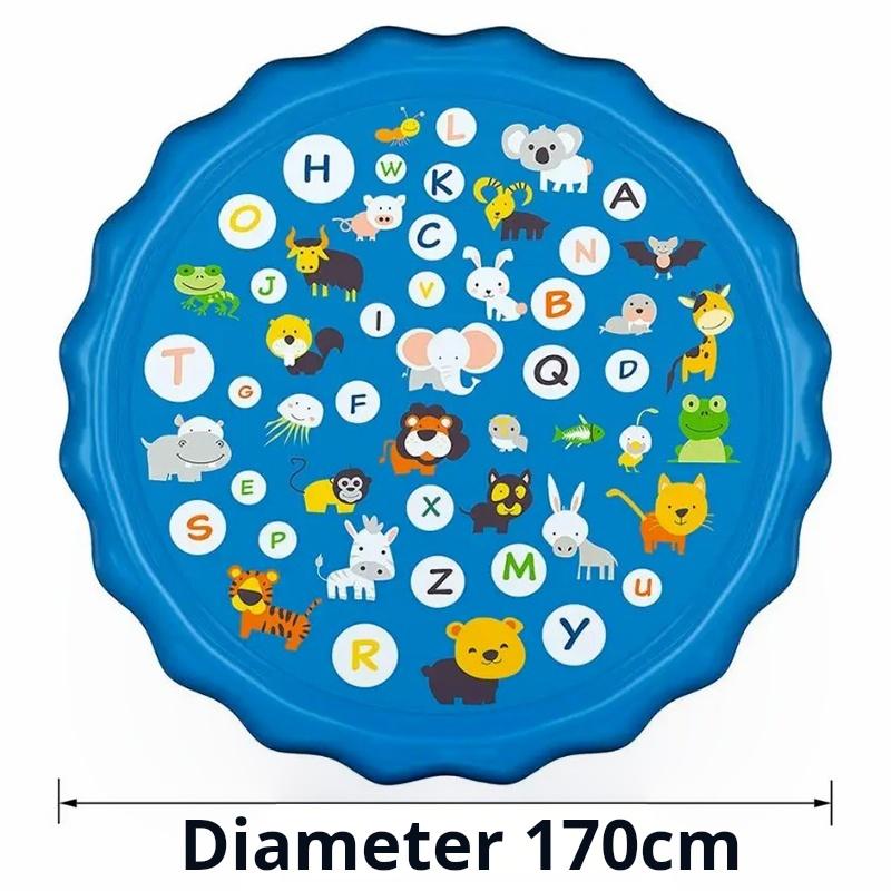 Non-Toxic Kids Inflatable Sprinkler Water Play Mat Outdoor Lawn Beach Spray Games Pad With Letters Design Summer Fun Cushion 100/170Cm